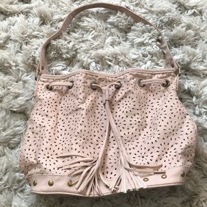 blush patterned draw tie bag